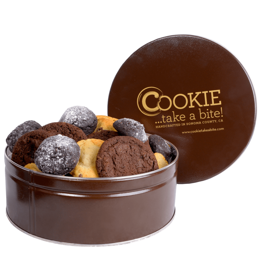 cookies included in COOKIE...take a bite! deluxe chocolate lovers gourmet cookie tin