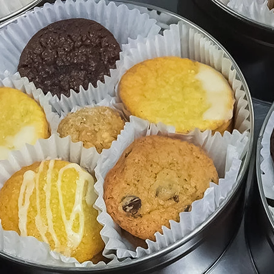 cookies included in a custom cookie gift tin