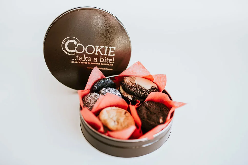 A gourmet cookie gift tin for chocolate lovers